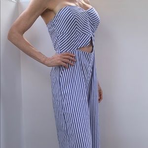 PRIVY Jump Suit wide legged cropped blue stripe